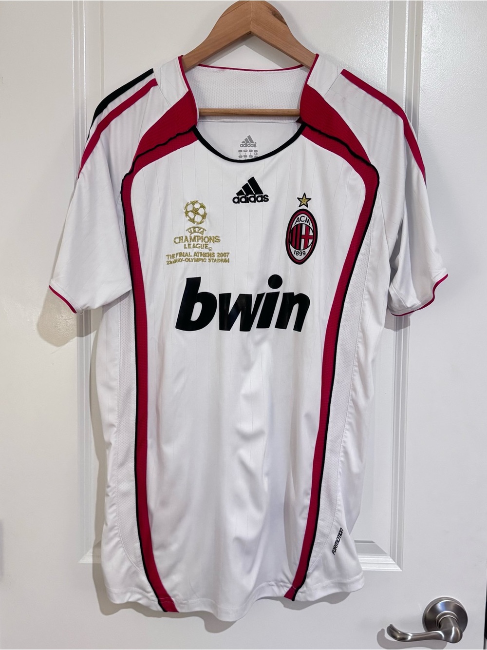 adidas AC Milan White and Red Short Sleeve Football Jersey